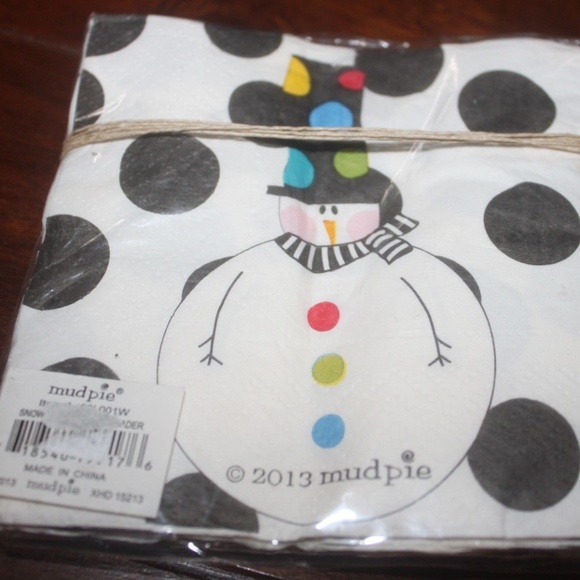 Mud Pie Paper snowman napkins polka dot spreader black white polka dot New … - Picture 3 of 3